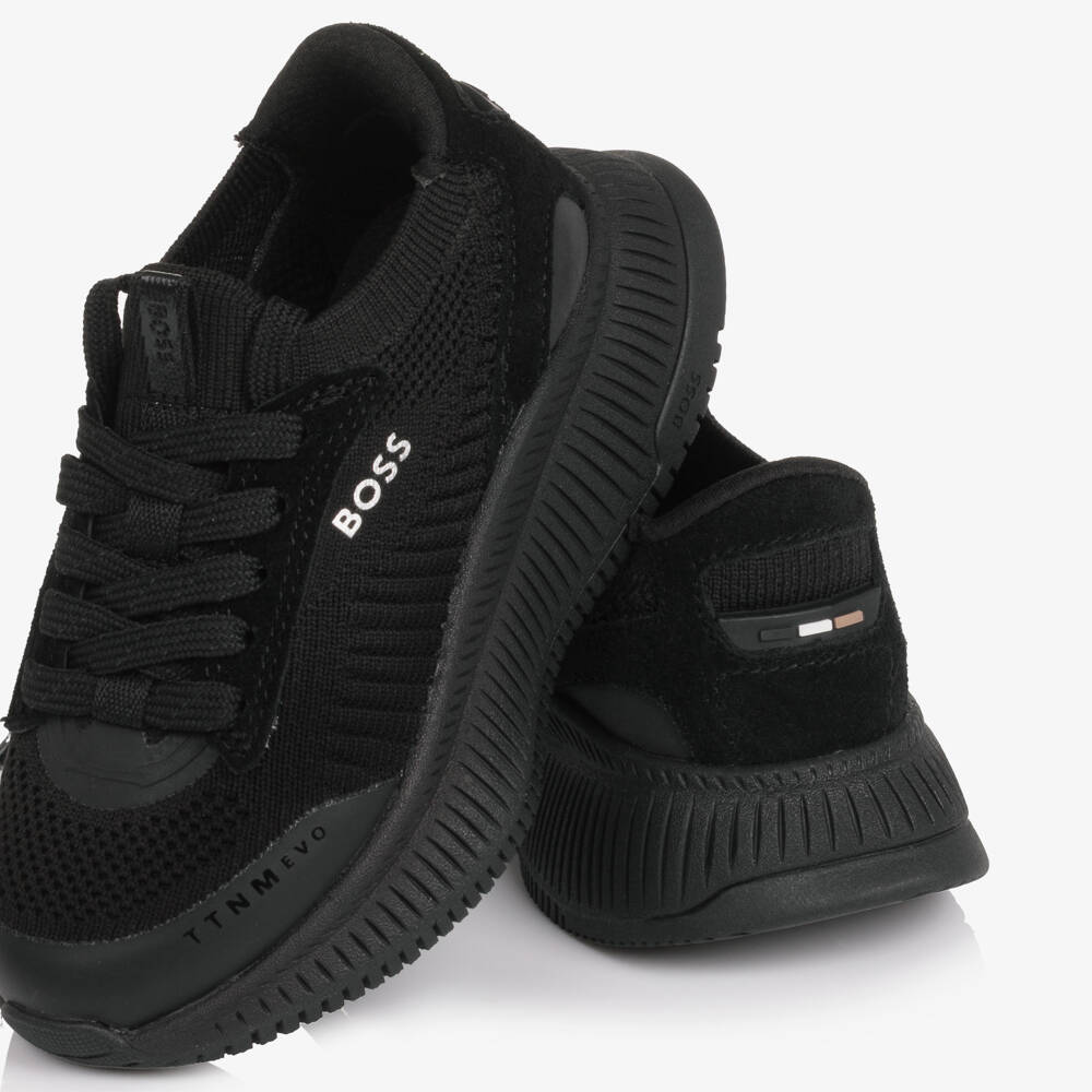 BOSS-Boys Chunky Black Lace-Up Trainers | Childrensalon