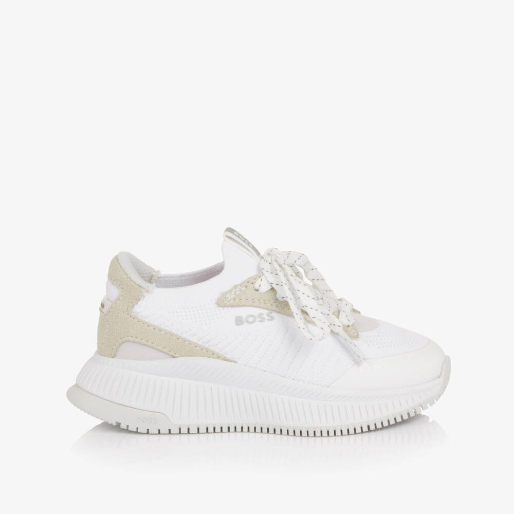 BOSS-Boys Chunky White Lace-Up Trainers | Childrensalon