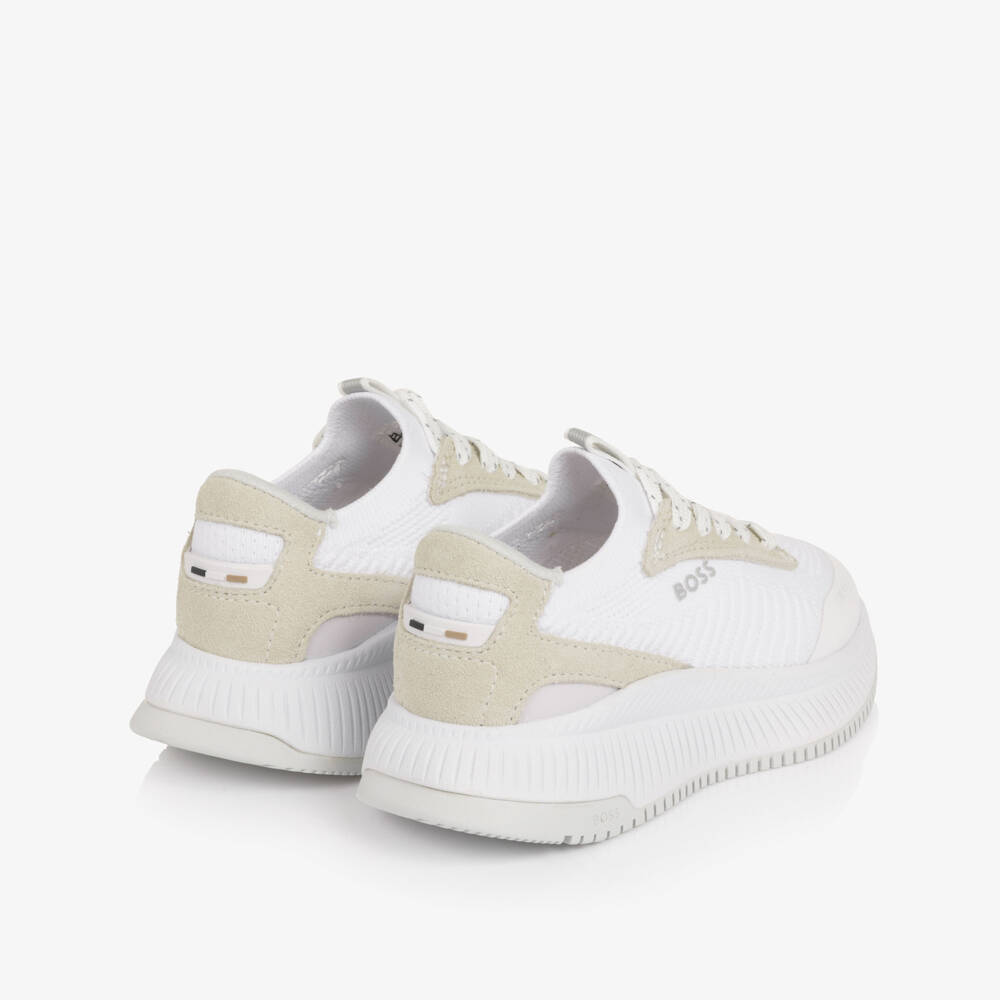 BOSS-Boys Chunky White Lace-Up Trainers | Childrensalon