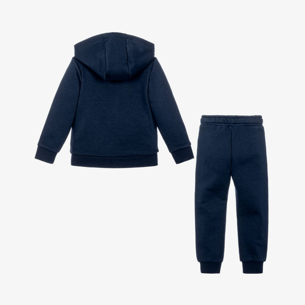 BOSS-Boys Cotton Jersey Zip-Up Tracksuit in Navy Blue | Childrensalon