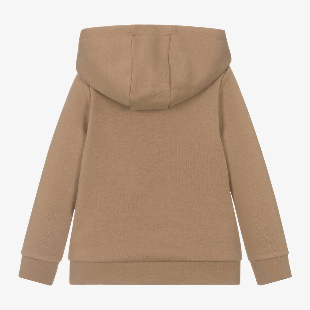 BOSS-توب هودي قطن لون بيج داكن للأولاد | Childrensalon