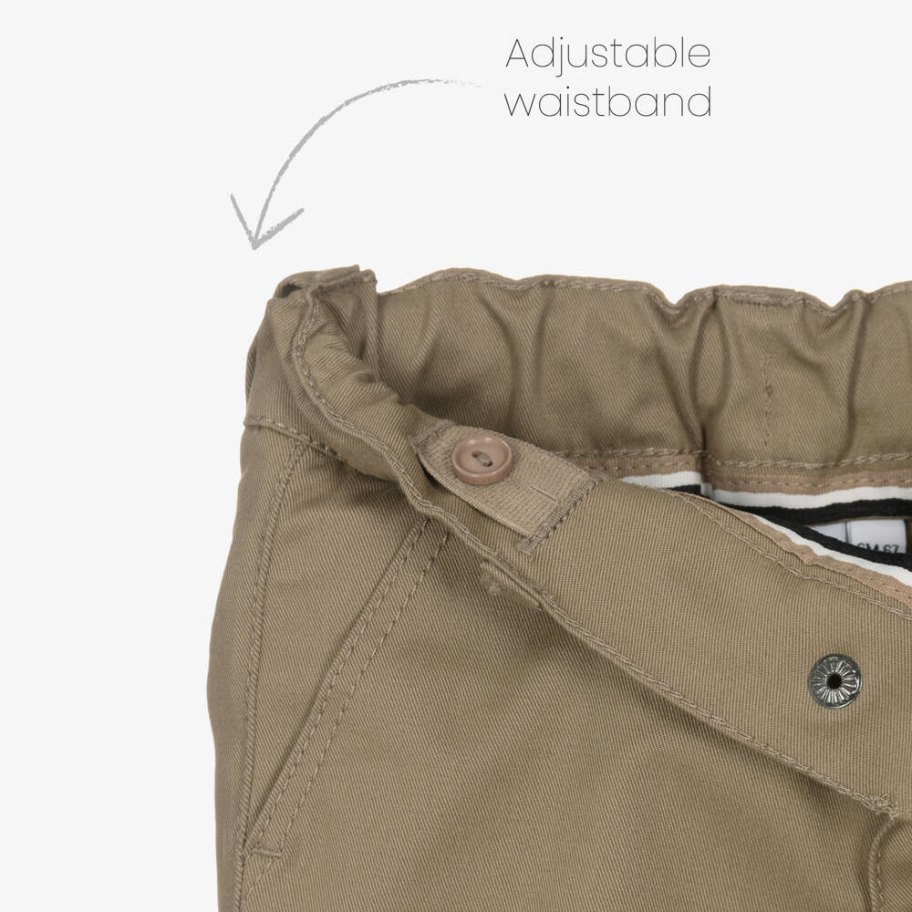 BOSS-Boys Dark Beige Cotton Twill Chino Shorts | Childrensalon