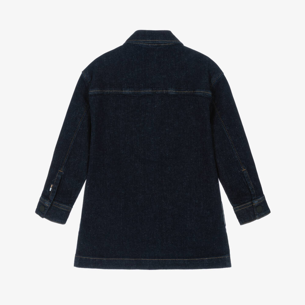 BOSS-Boys Dark Blue Denim Shacket | Childrensalon