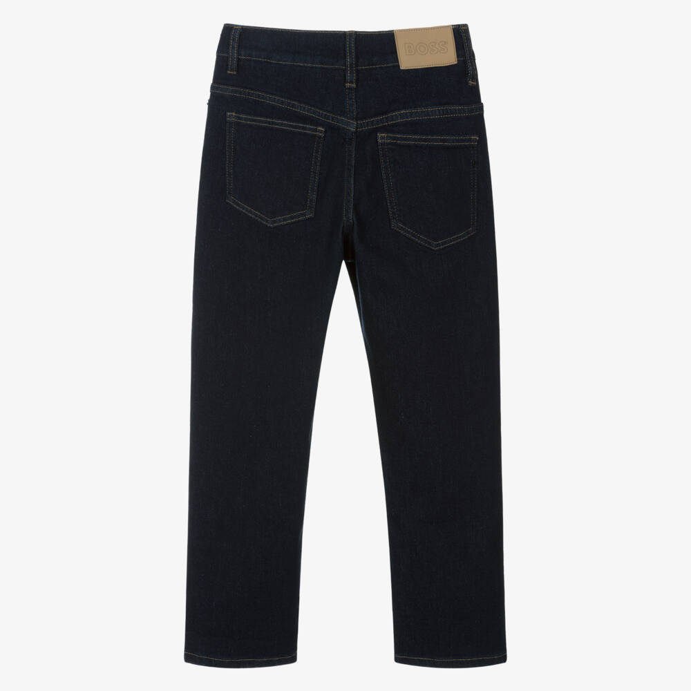 BOSS-Boys Dark Blue Loose Fit Denim Jeans | Childrensalon