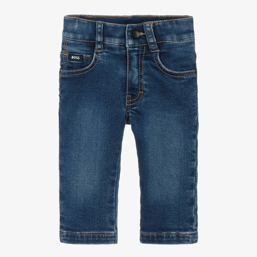 BOSS-Boys Dark Blue Stretch Denim Jeans | Childrensalon