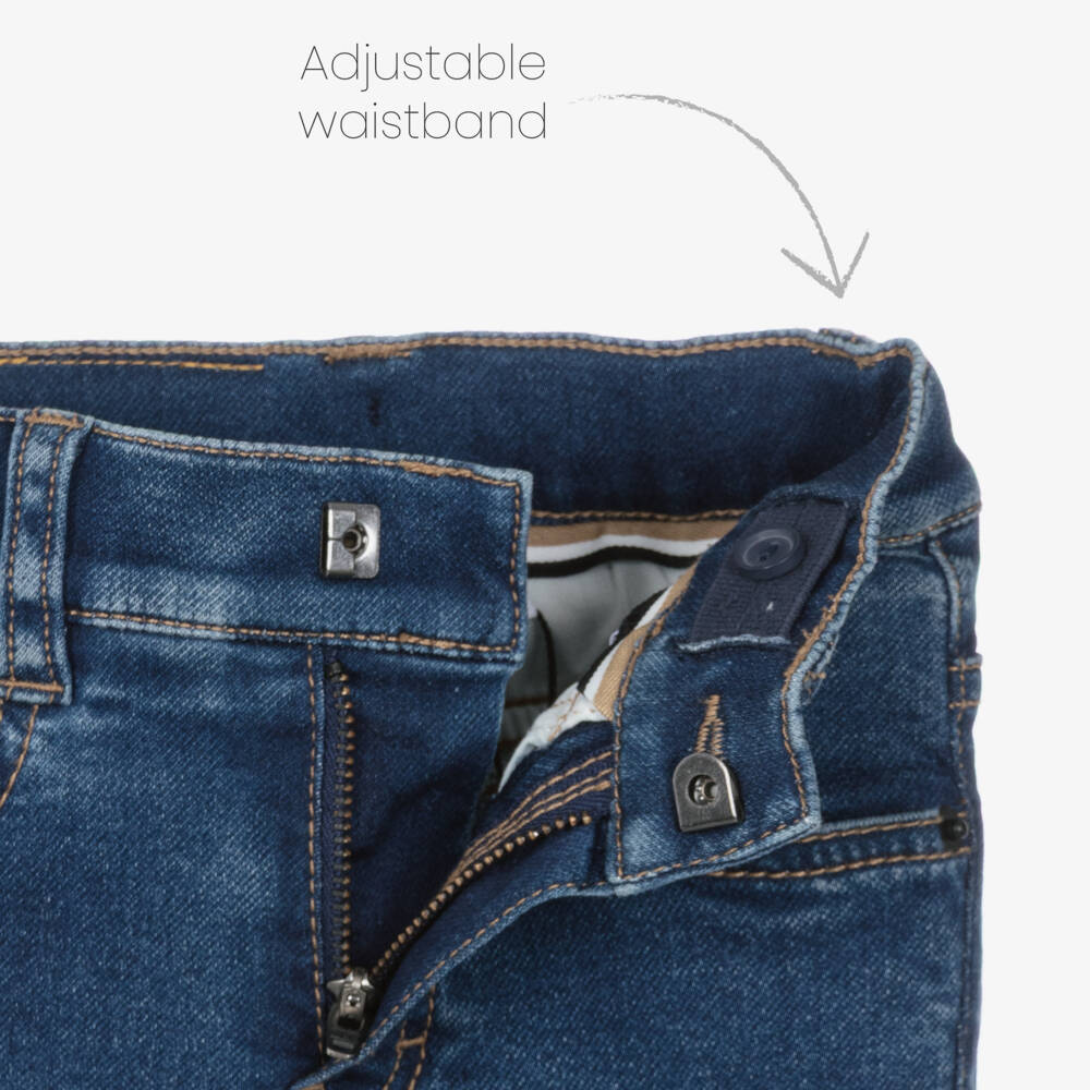 BOSS-Boys Dark Blue Stretch Denim Jeans | Childrensalon