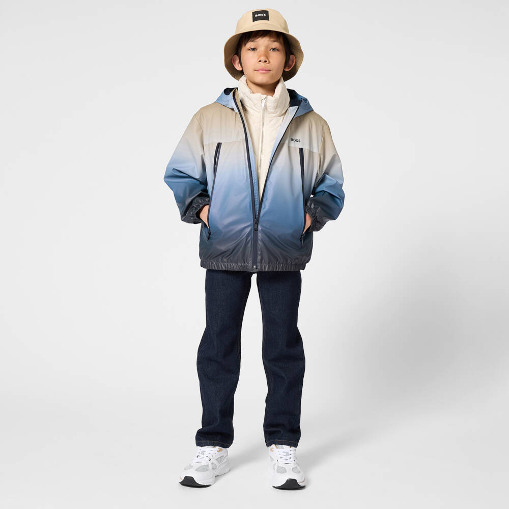 BOSS-Boys Dark Wash Blue Denim Regular Fit Jeans with Logo Patch | Childrensalon