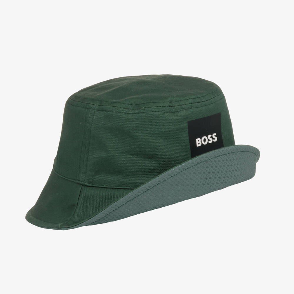 BOSS-Boys Forest Green Reversible Bucket Hat | Childrensalon