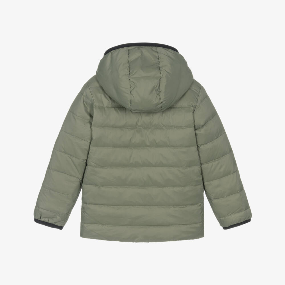 BOSS-Boys Green & Black Reversible Puffer Jacket | Childrensalon