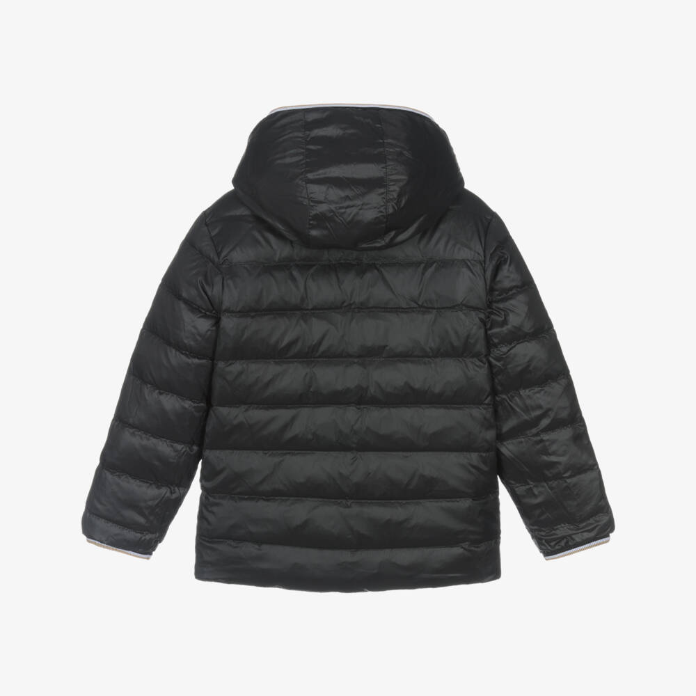 BOSS-Boys Green & Black Reversible Puffer Jacket | Childrensalon