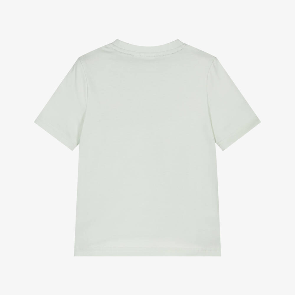 BOSS-Boys Green Cotton Crew Neck T-Shirt with Logo Print | Childrensalon