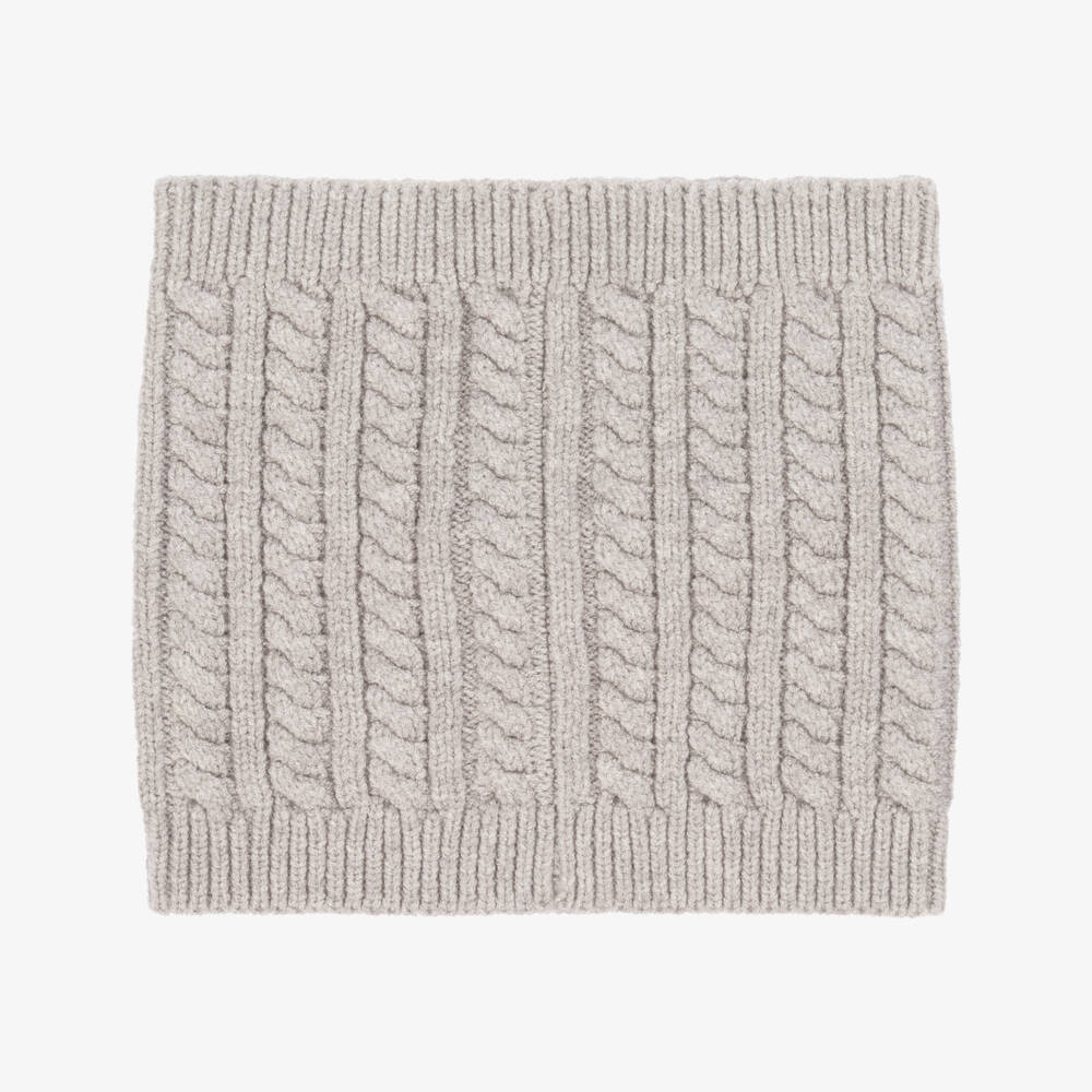 BOSS-Boys Grey Cable Knit Snood | Childrensalon