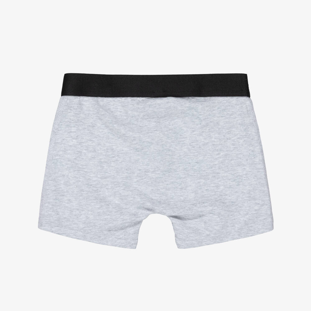 BOSS-Boys Grey Cotton Boxer Shorts with Logo Waistband (2 Pack) | Childrensalon