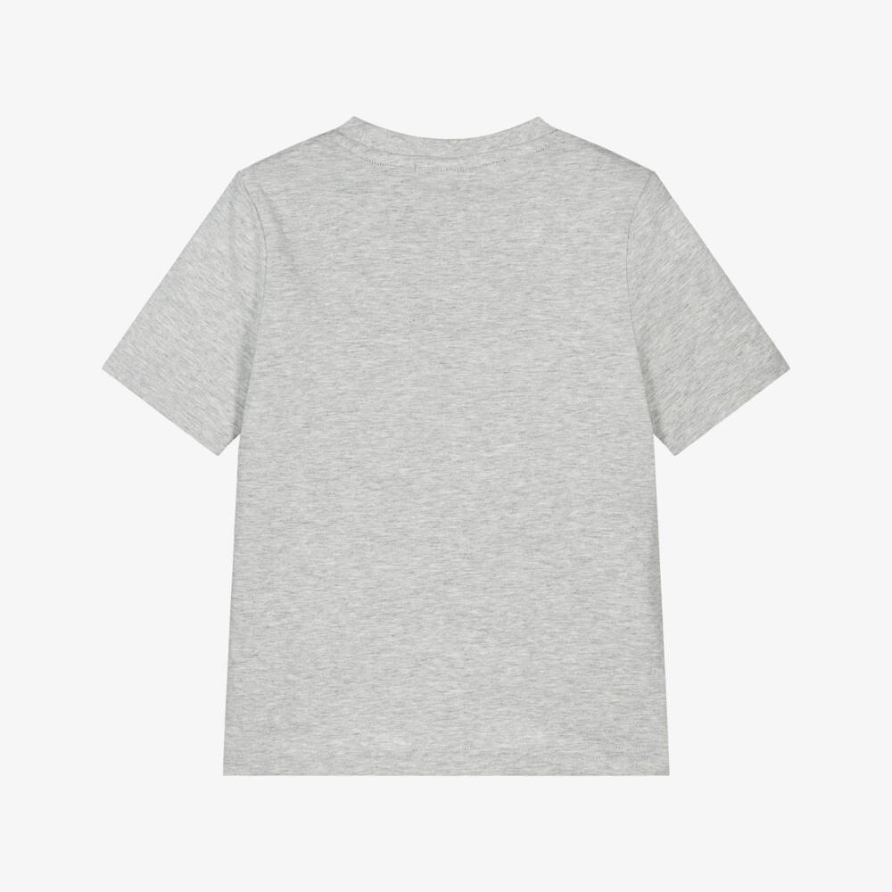 BOSS-Boys Grey Cotton Crew Neck T-Shirt with Logo Print | Childrensalon
