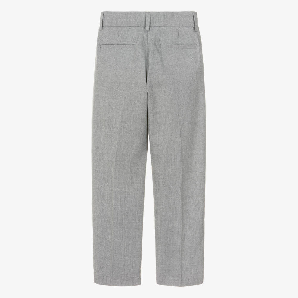 BOSS-Boys Grey Tailored Woven Trousers | Childrensalon
