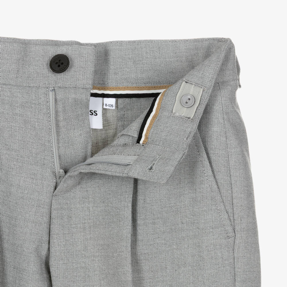 BOSS-Boys Grey Tailored Woven Trousers | Childrensalon