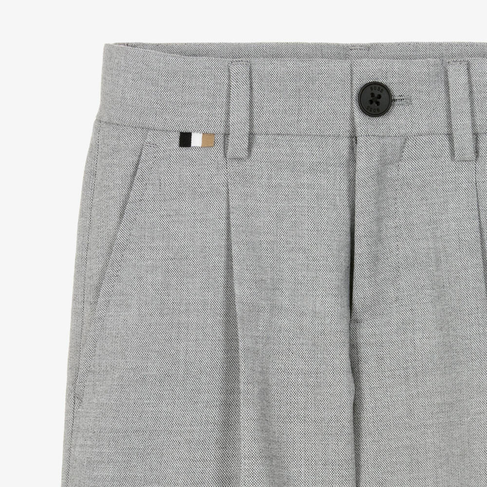 BOSS-Boys Grey Tailored Woven Trousers | Childrensalon