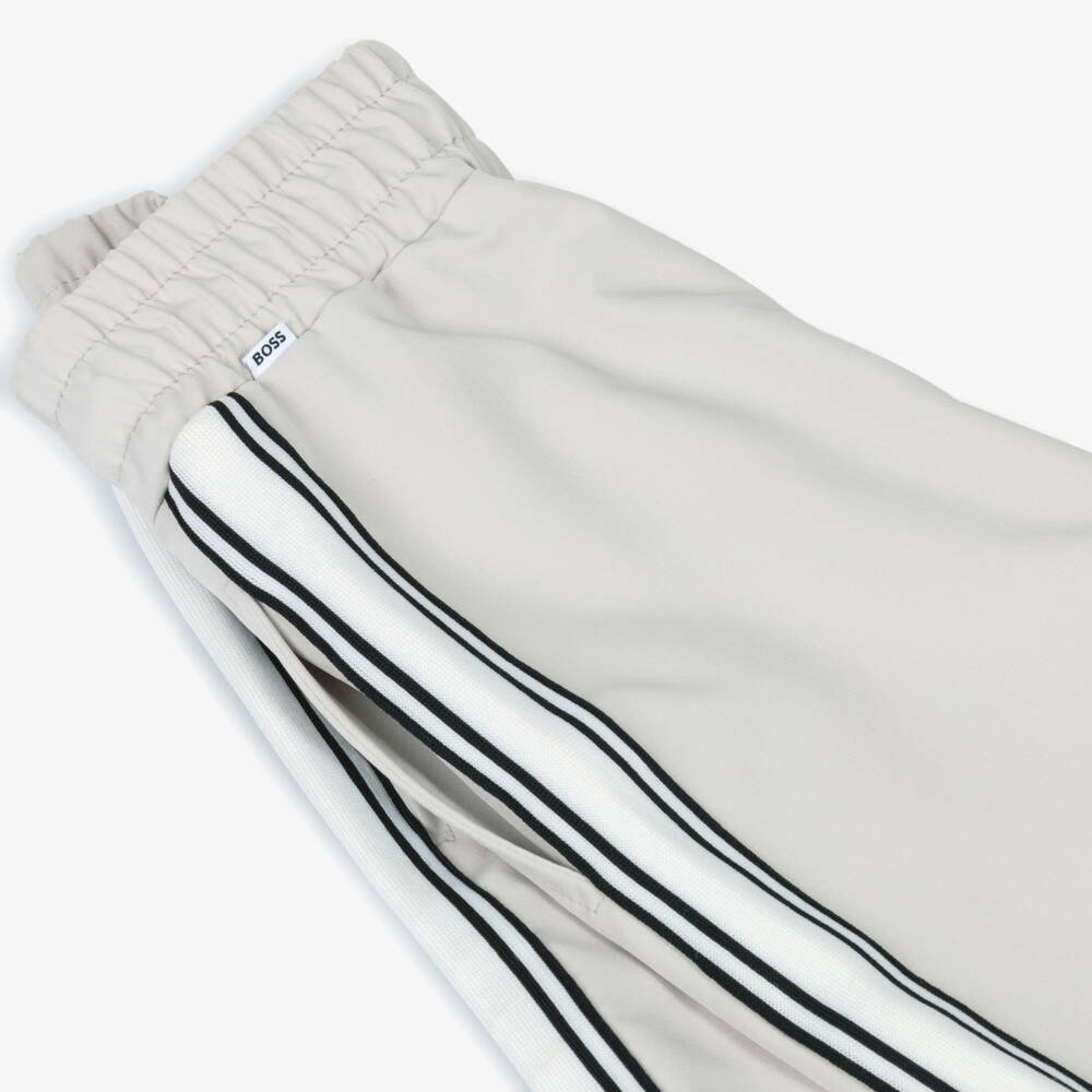 BOSS-Boys Ivory Bermuda Shorts with Side Stripe Taping | Childrensalon