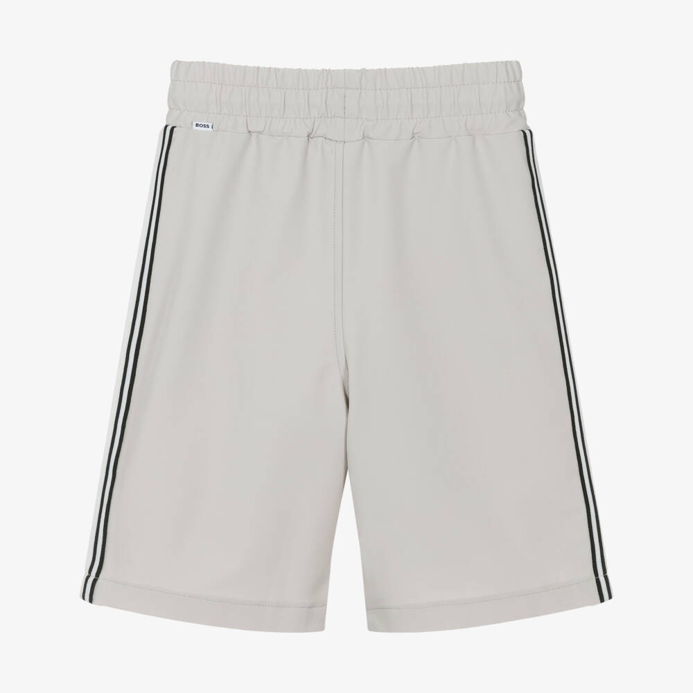 BOSS-Boys Ivory Bermuda Shorts with Side Stripe Taping | Childrensalon