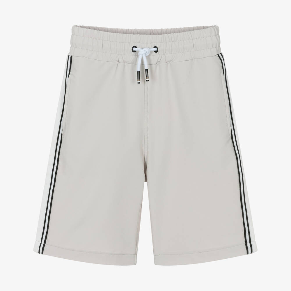 BOSS-Boys Ivory Bermuda Shorts with Side Stripe Taping | Childrensalon