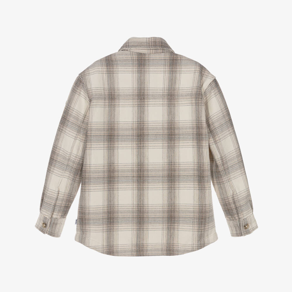 BOSS-Boys Ivory Checked Twill Shirt | Childrensalon