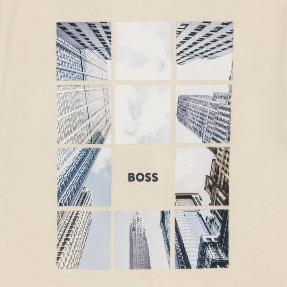 BOSS-Boys Ivory City Graphic Cotton T-Shirt | Childrensalon