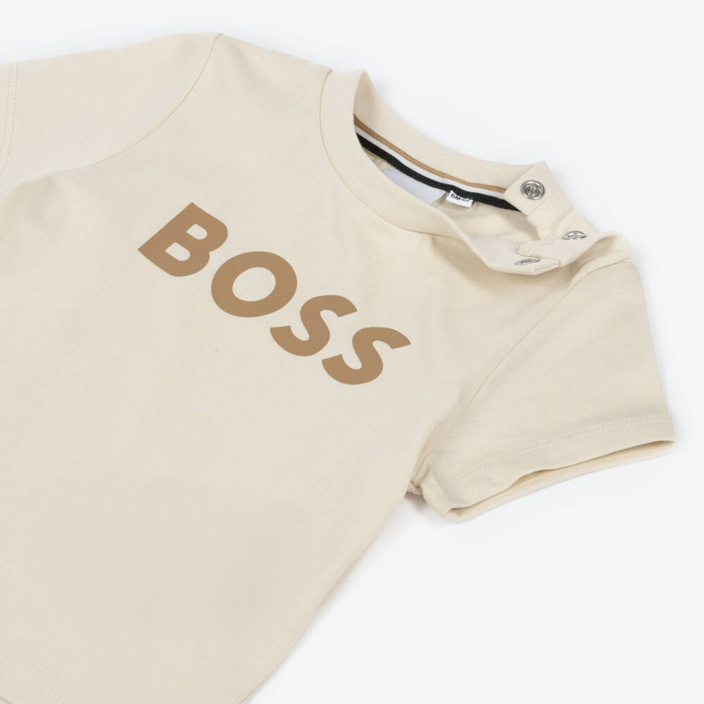 BOSS-تيشيرت قطن لون عاجي للأولاد | Childrensalon