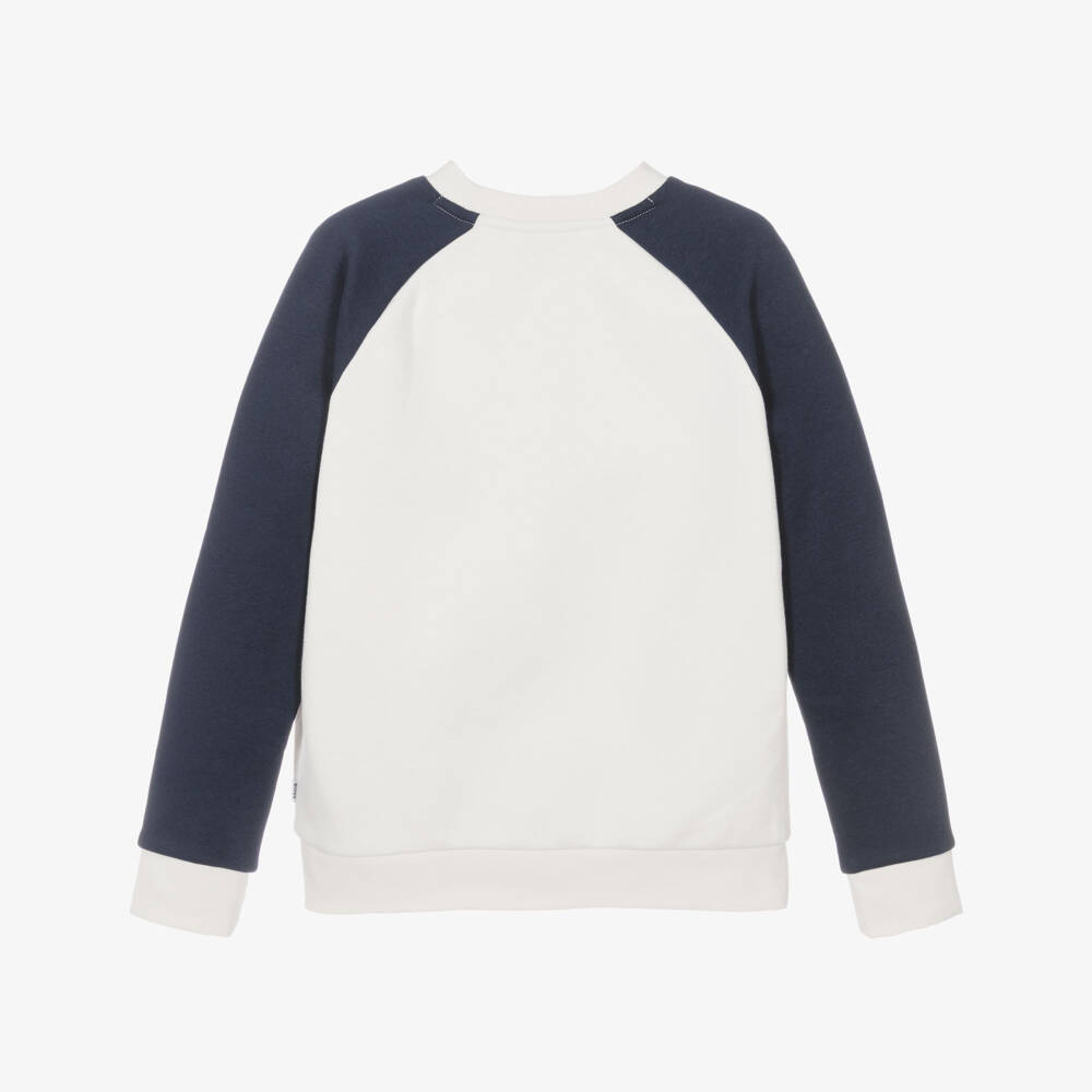 BOSS-Boys Ivory Crew Neck Sweatshirt with Raglan Sleeves | Childrensalon