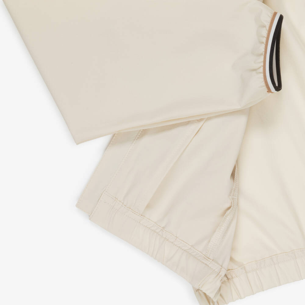BOSS-Boys Ivory Hooded Windbreaker Jacket & Shorts Set | Childrensalon
