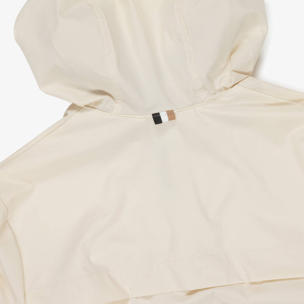 BOSS-Boys Ivory Hooded Zip-Up Top & Shorts Set | Childrensalon