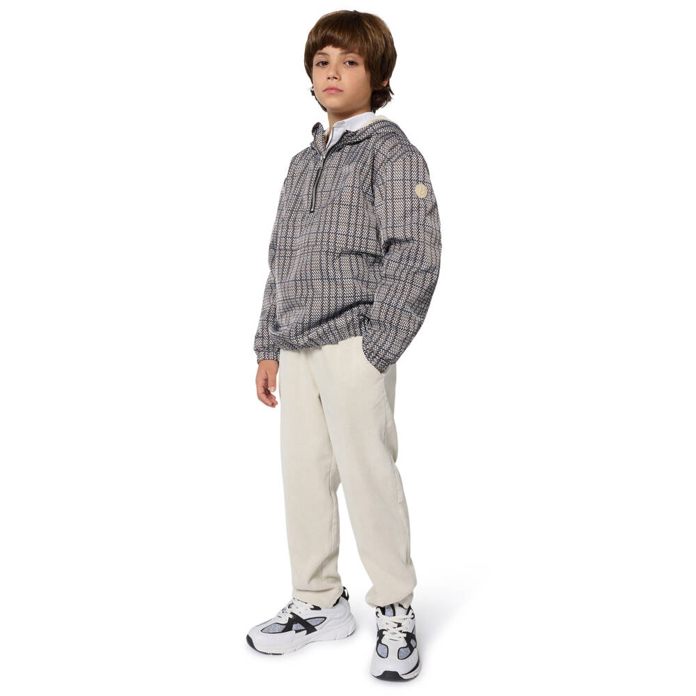 BOSS-Boys Ivory Needlecord Trousers with Logo Waistband | Childrensalon