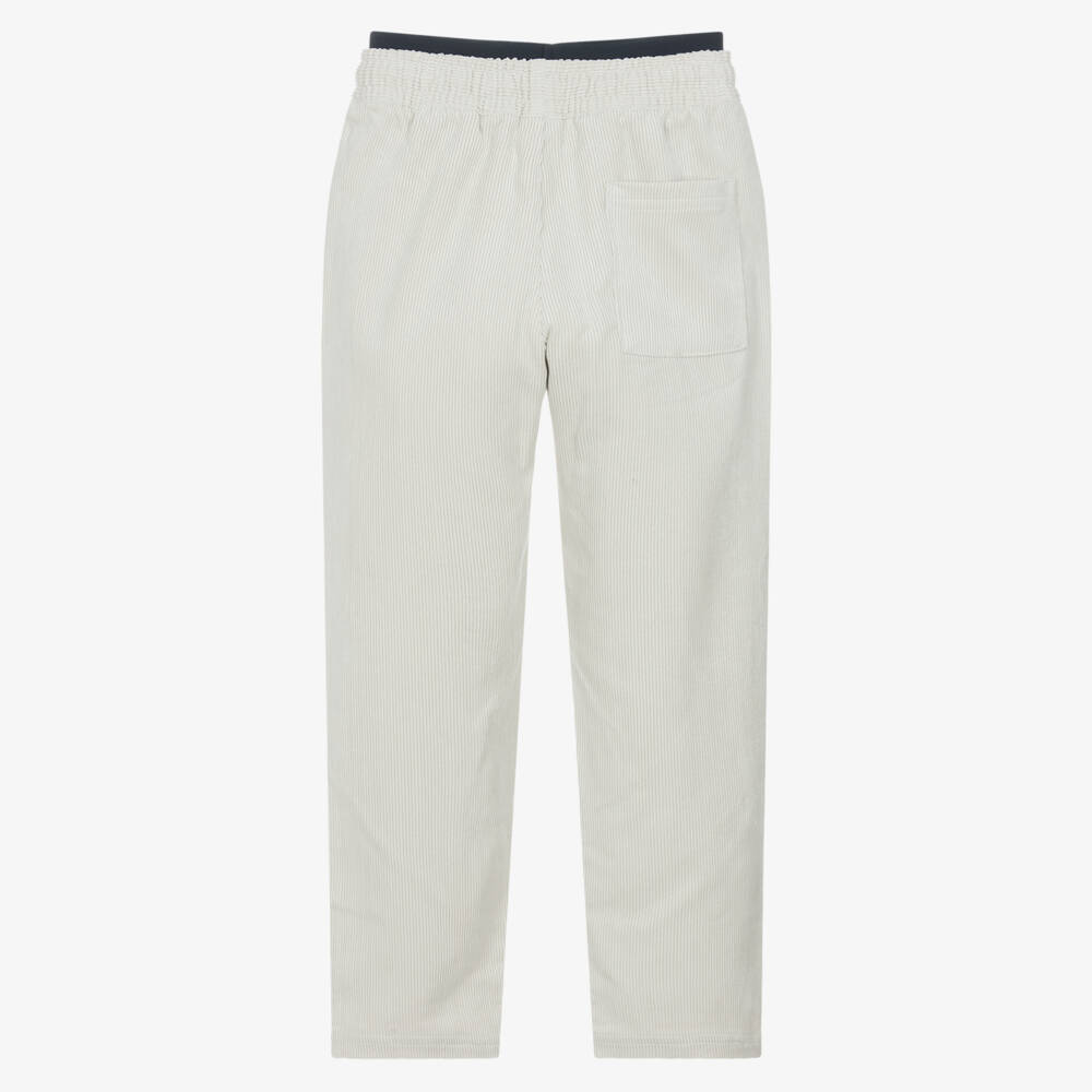 BOSS-Boys Ivory Needlecord Trousers with Logo Waistband | Childrensalon
