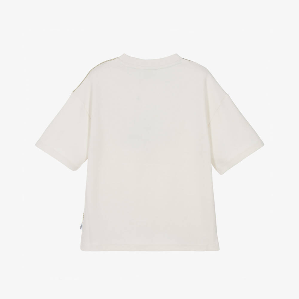 BOSS-Boys Ivory Oversized T-Shirt with Graphic Print | Childrensalon