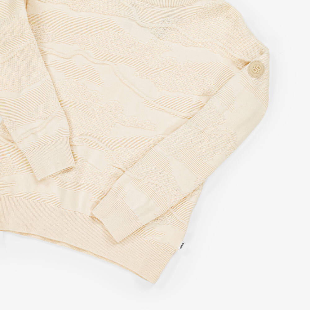 BOSS-Boys Ivory Textured Knit Sweater | Childrensalon