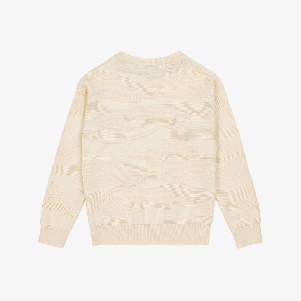 BOSS-Boys Ivory Textured Knit Sweater | Childrensalon