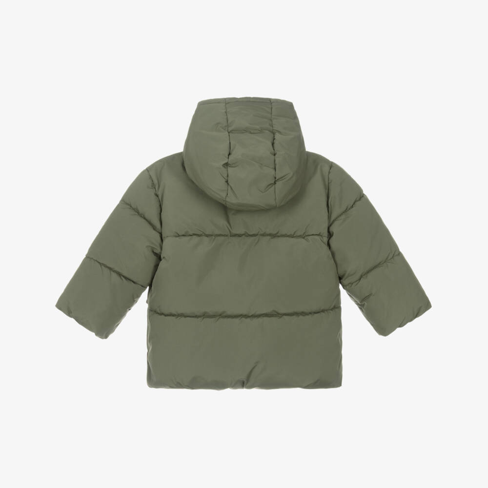 BOSS-Boys Khaki Green Puffer Jacket with Subtle Logo | Childrensalon