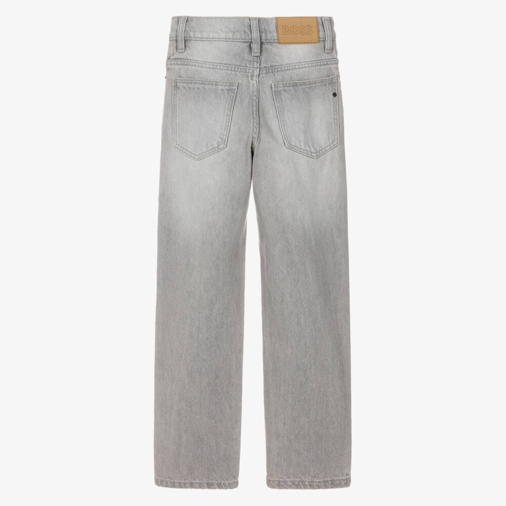 BOSS-Boys Light Grey Loose Fit Denim Jeans | Childrensalon