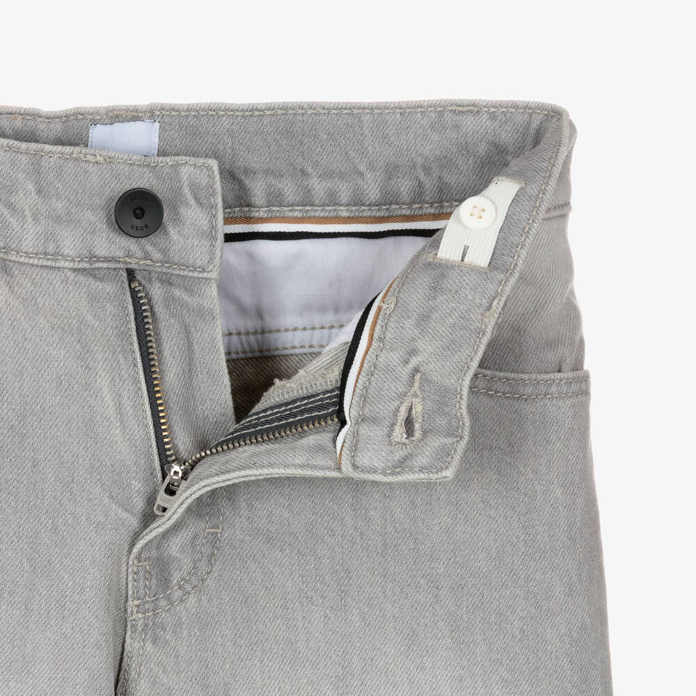 BOSS-Boys Light Grey Loose Fit Denim Jeans | Childrensalon