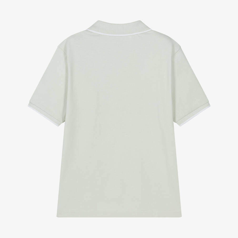 BOSS-Boys Light Mint Green Cotton Polo Shirt | Childrensalon