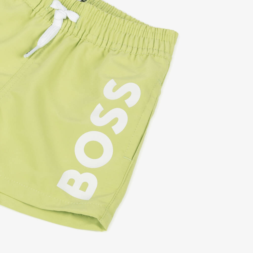 BOSS-Boys Lime Green Swim Shorts | Childrensalon