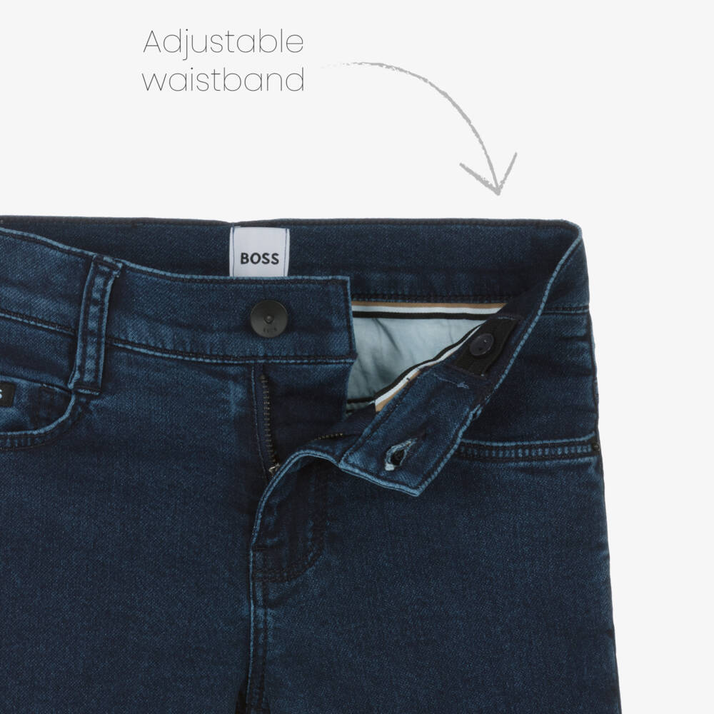 BOSS-Boys Mid-Blue Slim Fit Denim Jeans | Childrensalon