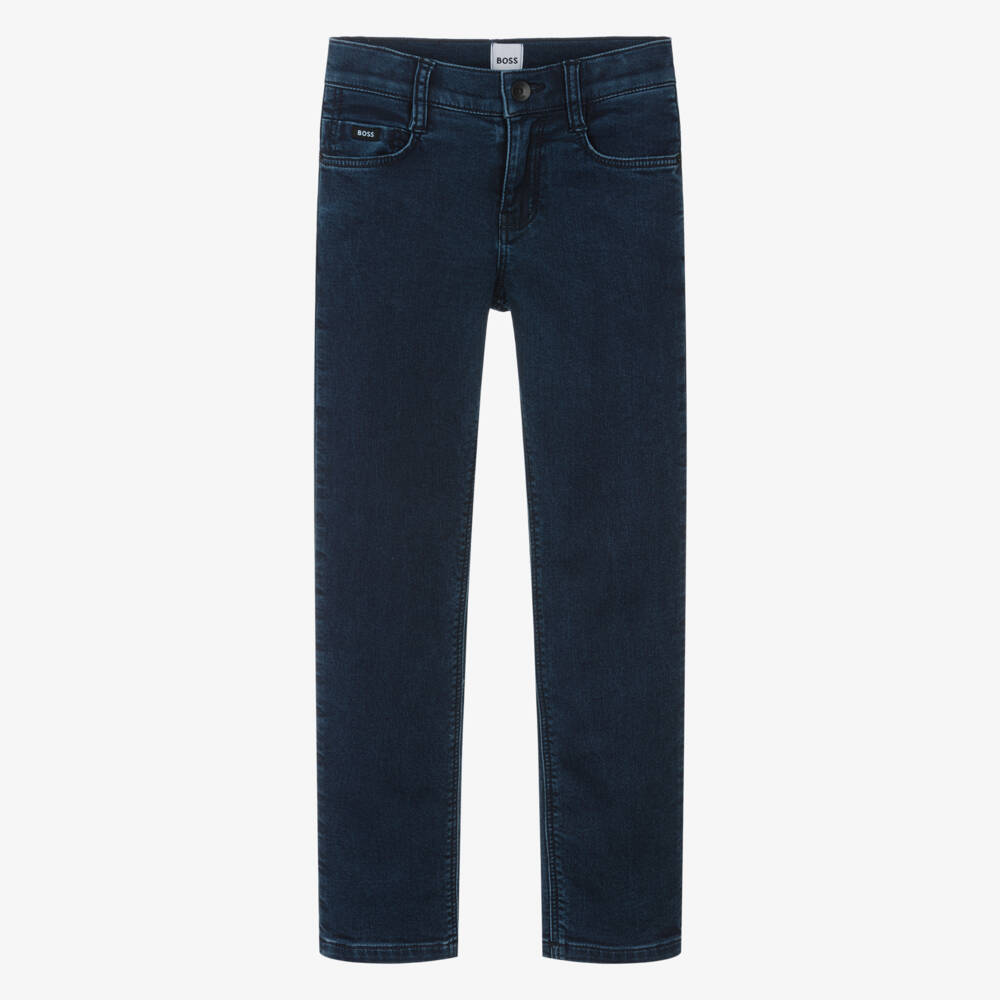 BOSS-Boys Mid-Blue Slim Fit Denim Jeans | Childrensalon