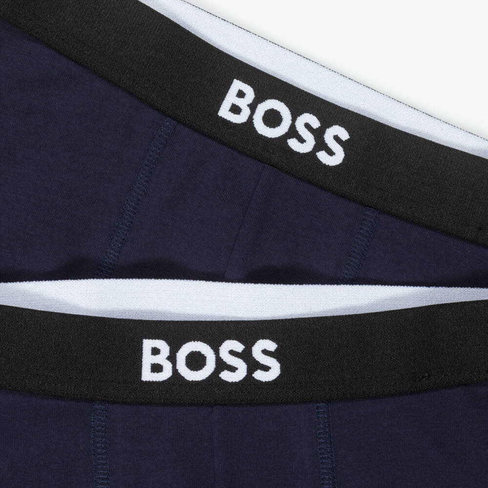 BOSS-Boys Navy Blue Boxer Trunks (2 Pack) | Childrensalon