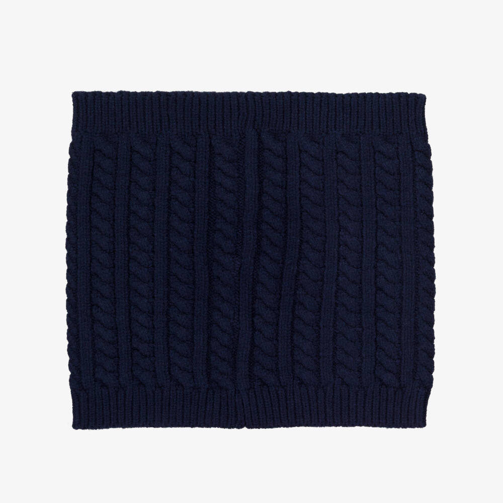 BOSS-Boys Navy Blue Cable Knit Snood | Childrensalon