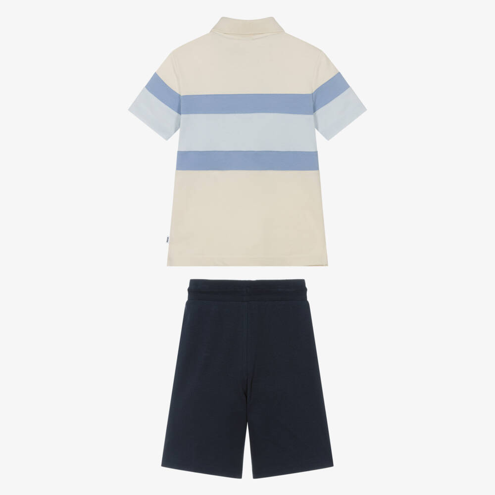 BOSS-Boys Navy Blue Cotton Bermuda Shorts Set | Childrensalon