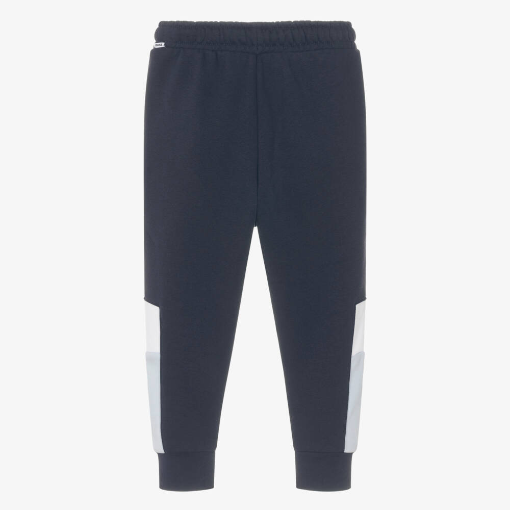 BOSS-Джоггеры синие из хлопкового трикотажа для мальчиков | Childrensalon