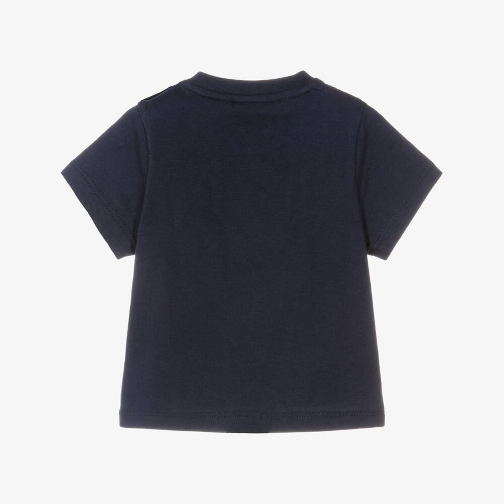 BOSS-Boys Navy Blue Cotton Jersey Square Logo T-Shirt | Childrensalon