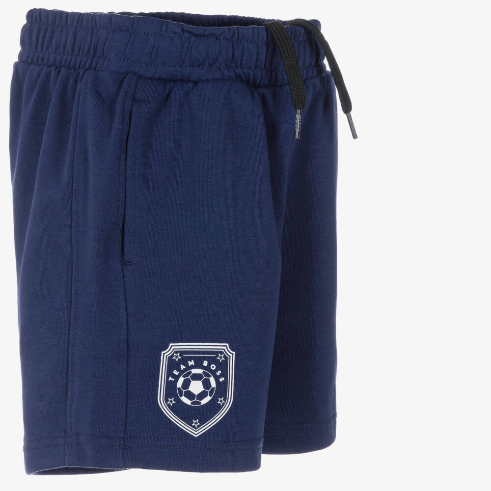 BOSS-شورت قطن جيرسي لون كحلي للأولاد | Childrensalon