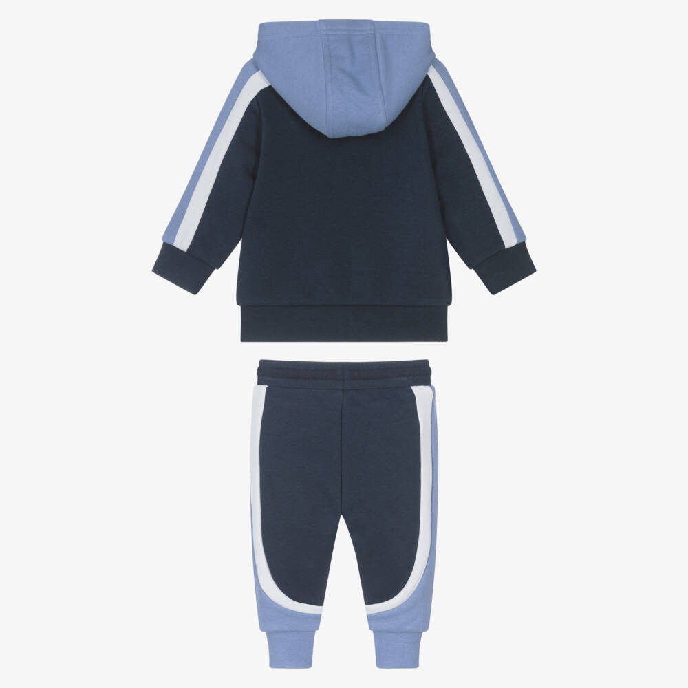 BOSS-Boys Navy Blue Cotton Jersey Tracksuit | Childrensalon