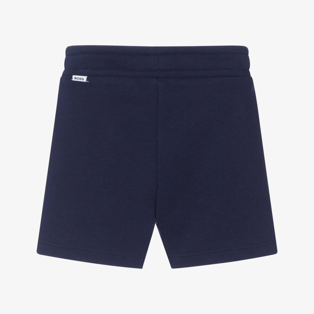 BOSS-Boys Navy Blue Cotton Shorts | Childrensalon